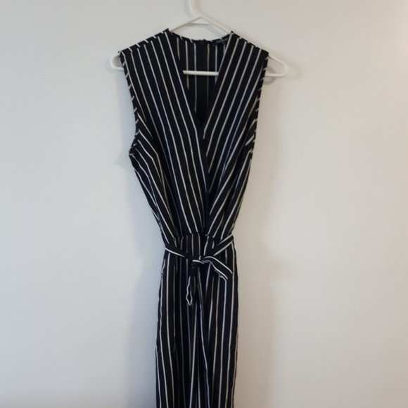 Striped Navy/White Jumpsuit - Picture 1 of 2